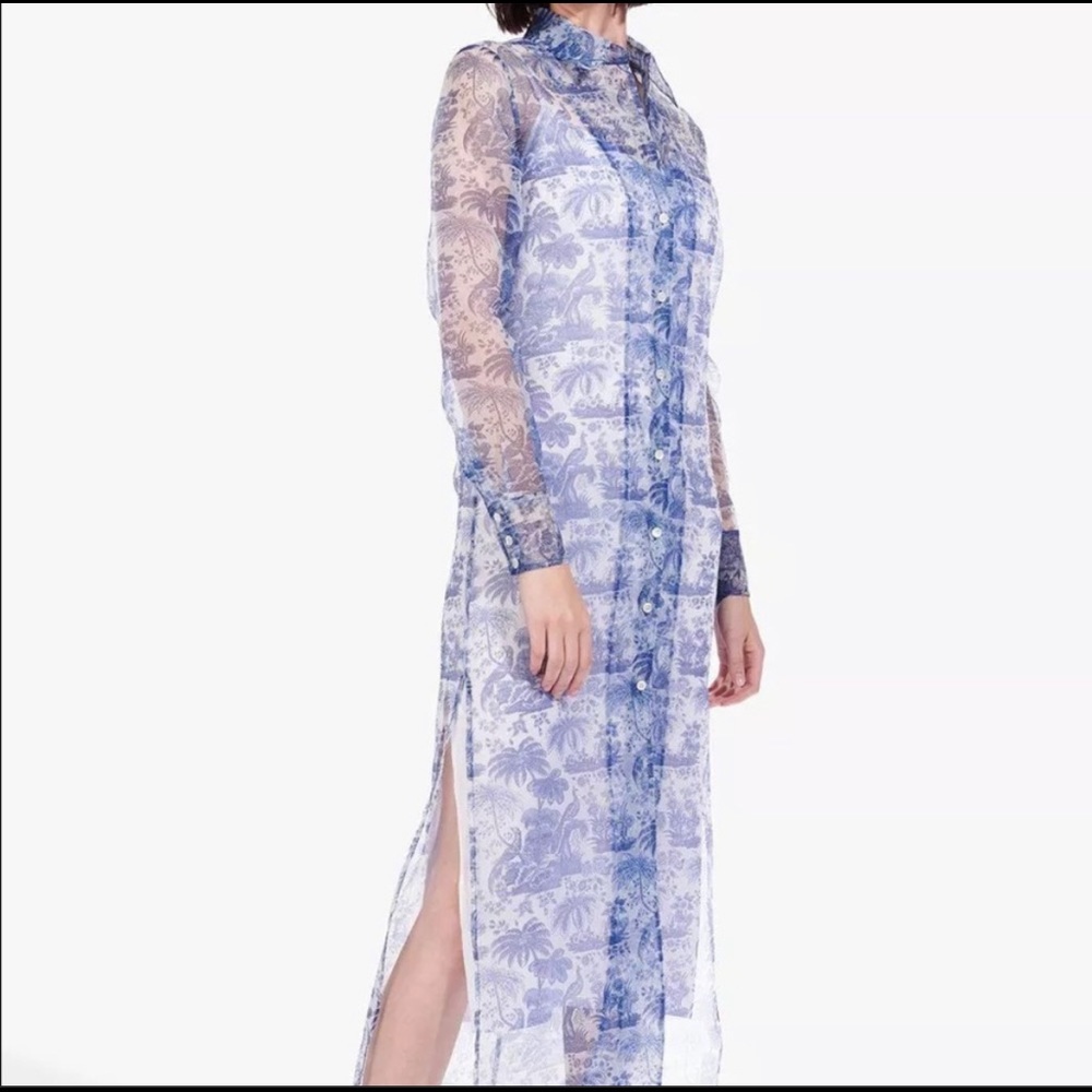 NWT STAUD Sheer Blue Toile Dress